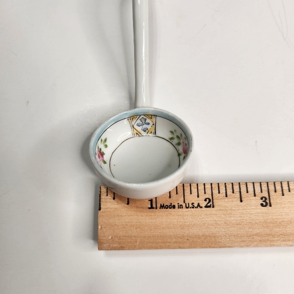 Noritake Ladle Spoon Hand Painted Japan Porcelain Pink Rose Flowers Cross - Picture 12 of 12